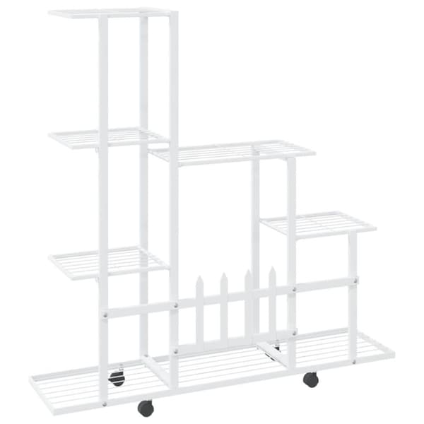 vidaXL blomsterstativ med hjul 94,5x25x92,5 cm metal hvid