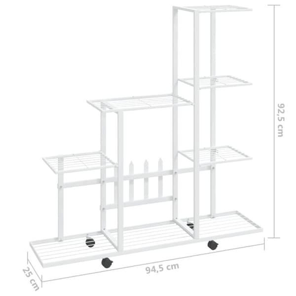vidaXL blomsterstativ med hjul 94,5x25x92,5 cm metal hvid