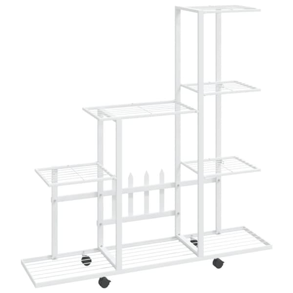 vidaXL blomsterstativ med hjul 94,5x25x92,5 cm metal hvid