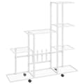 Miniatyrbillede 1 af 9: vidaXL blomsterstativ med hjul 94,5x25x92,5 cm metal hvid
