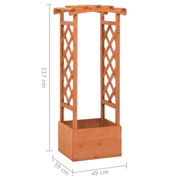 vidaXL Blomsterkasse med espalier og bue 49x39x117 cm gran