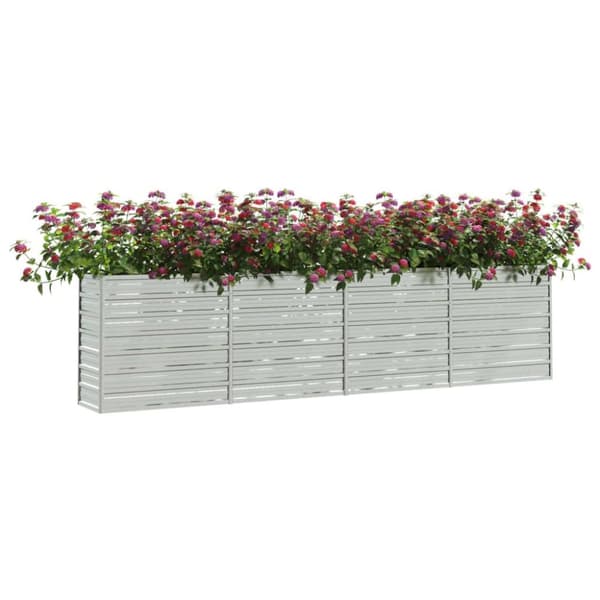 vidaXL Odlingslåda upphöjd galvaniserat stål 320x40x77 cm silver