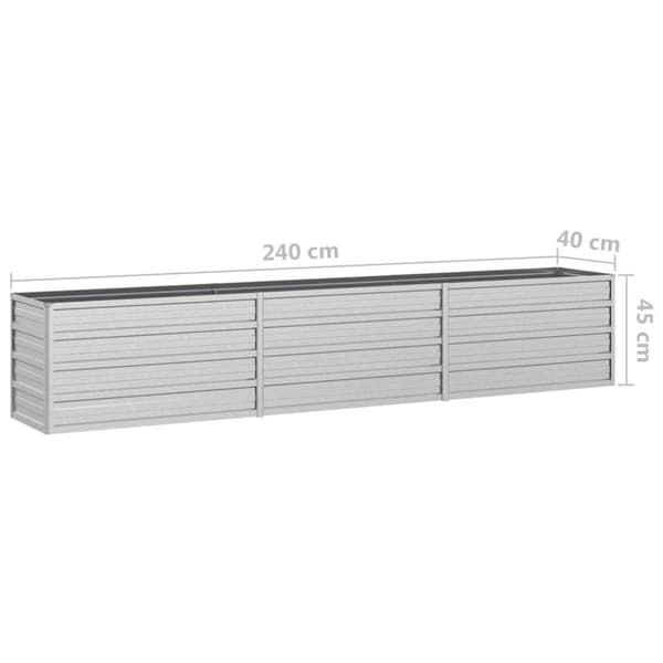 vidaXL højbed 240x40x45 cm galvaniseret stål sølvfarvet