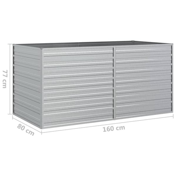 vidaXL højbed 160x80x77 cm galvaniseret stål sølvfarvet