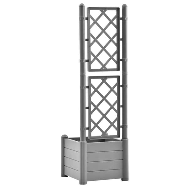 vidaXL plantekasse med espalier 43x43x142 cm PP grå