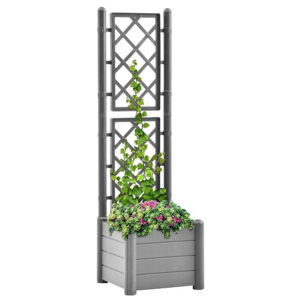 vidaXL plantekasse med espalier 43x43x142 cm PP grå