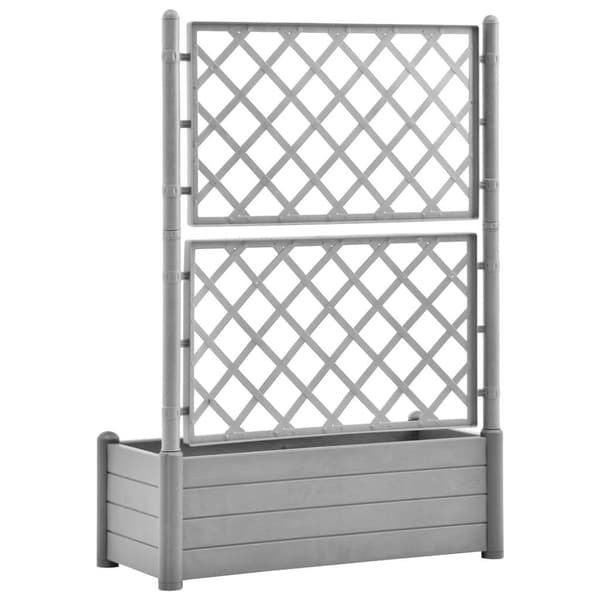 vidaXL Plantekasse med espalier 100x43x142 cm PP steingrå