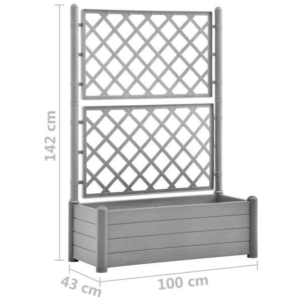 vidaXL Plantekasse med espalier 100x43x142 cm PP steingrå