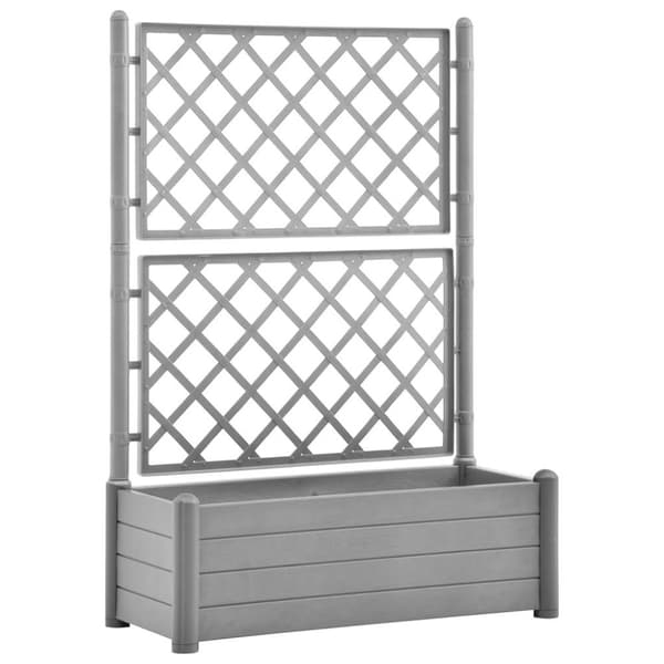 vidaXL Odlingslåda med spaljé 100x43x142 cm PP grå