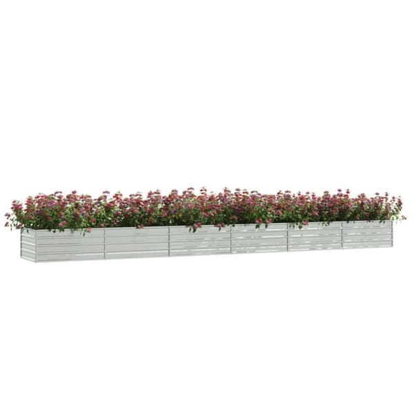 vidaXL Odlingslåda upphöjd galvaniserat stål 600x80x45 cm silver