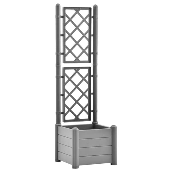 vidaXL Plantekasse med espalier 43x43x142 cm PP steingrå