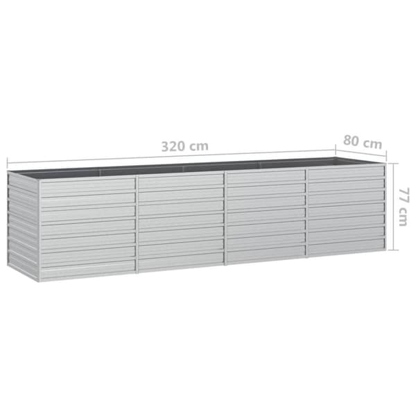 vidaXL højbed 320x80x77 cm galvaniseret stål sølvfarvet