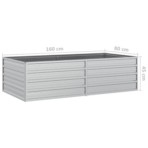 vidaXL Odlingslåda upphöjd galvaniserat stål 160x80x45 cm silver
