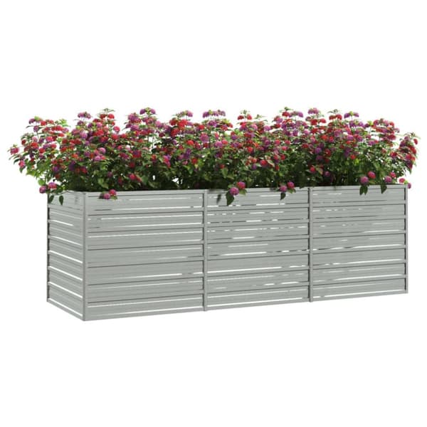 vidaXL højbed 240x80x77 cm galvaniseret stål sølvfarvet