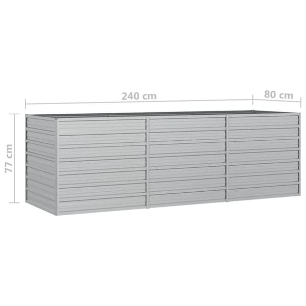 vidaXL Høybed 240x80x77 cm galvanisert stål sølv