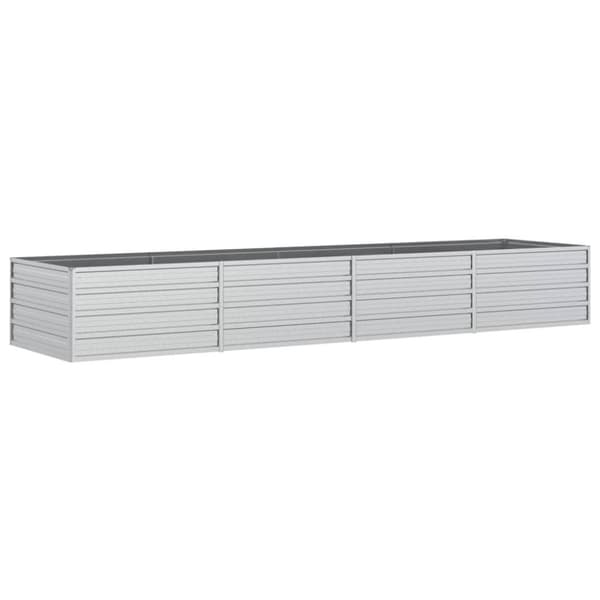 vidaXL Odlingslåda upphöjd galvaniserat stål 320x80x45 cm silver