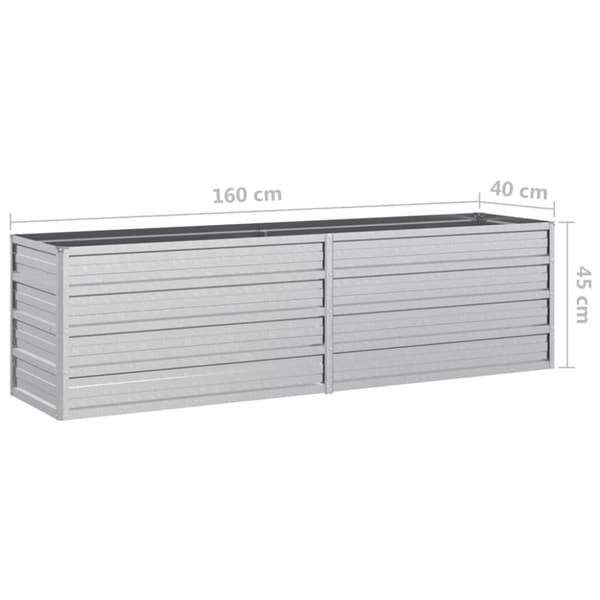 vidaXL højbed 160x40x45 cm galvaniseret stål sølvfarvet