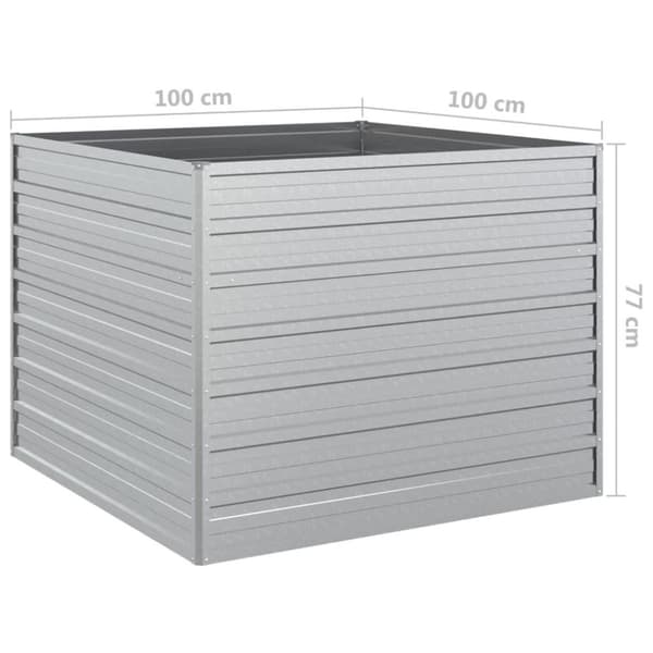 vidaXL højbed 100x100x77 cm galvaniseret stål sølvfarvet