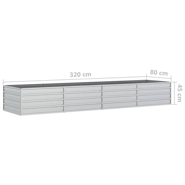 vidaXL højbed 320x80x45 cm galvaniseret stål sølvfarvet