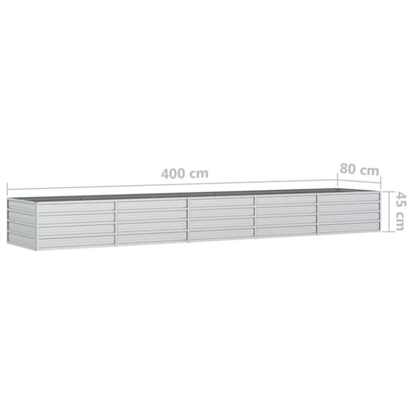 vidaXL højbed 400x80x45 cm galvaniseret stål sølvfarvet