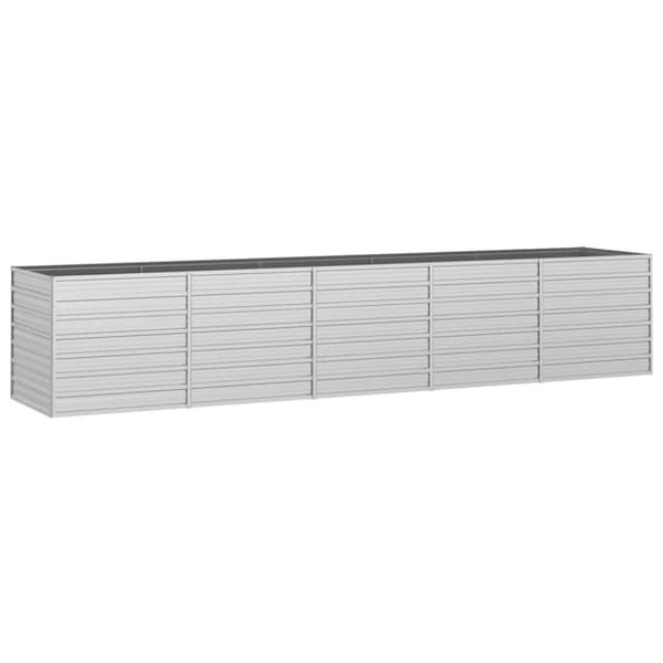 vidaXL Høybed 400x80x77 cm galvanisert stål sølv