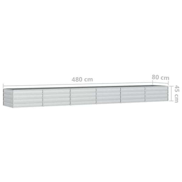 vidaXL højbed 480x80x45 cm galvaniseret stål sølvfarvet
