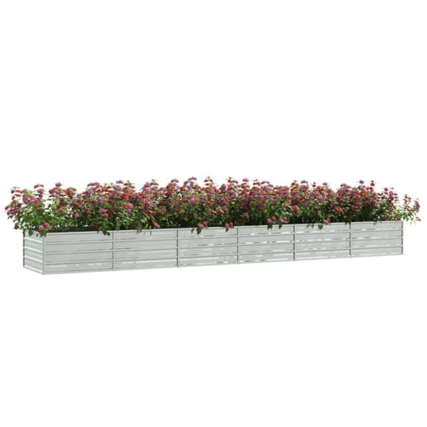vidaXL Odlingslåda upphöjd galvaniserat stål 480x80x45 cm silver