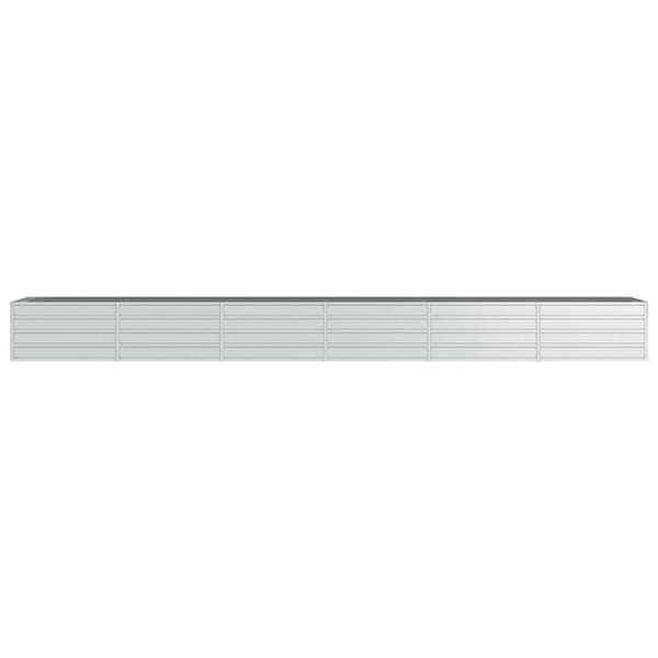 vidaXL Odlingslåda upphöjd galvaniserat stål 480x80x45 cm silver