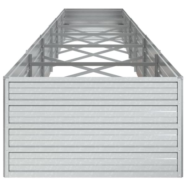 vidaXL Odlingslåda upphöjd galvaniserat stål 480x80x45 cm silver