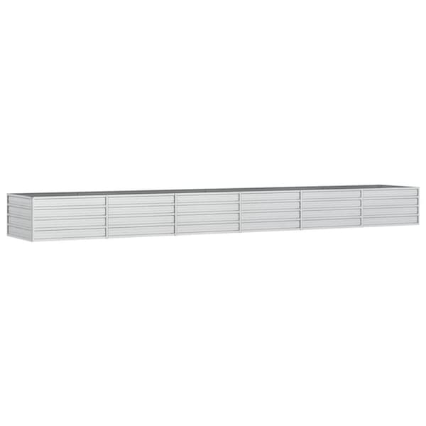 vidaXL Høybed 480x80x45 cm galvanisert stål sølv