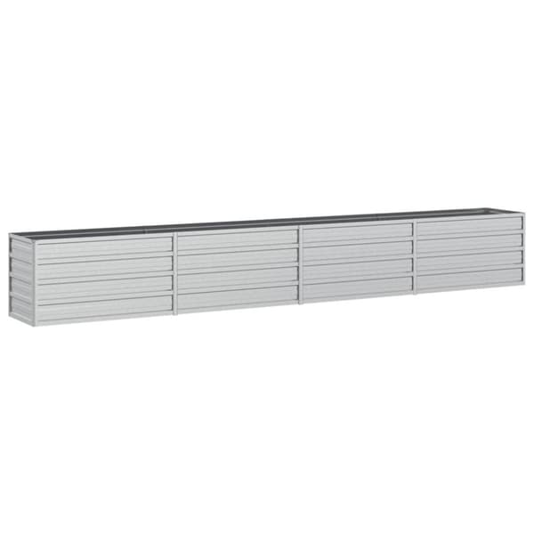 vidaXL Odlingslåda upphöjd galvaniserat stål 320x40x45 cm silver