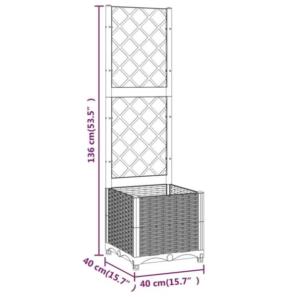 vidaXL Plantekasse med espalier brun 40x40x136 cm PP