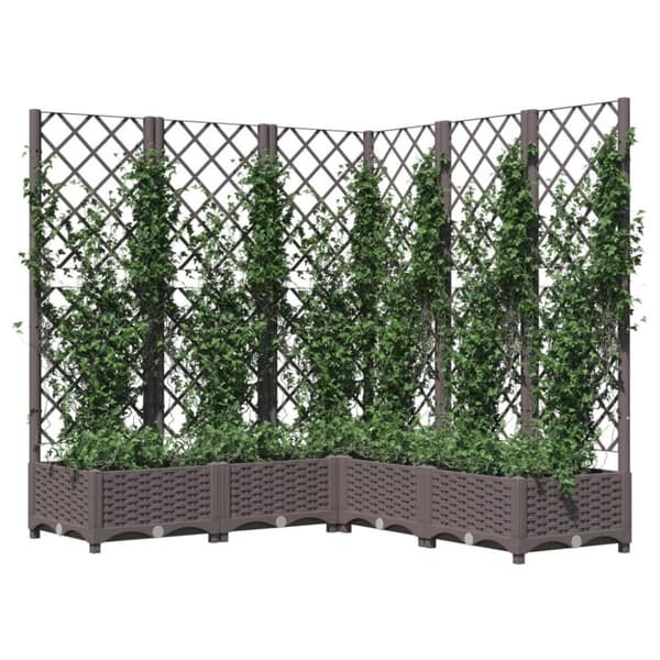 vidaXL Plantekasse med espalier brun 120x120x121,5 cm PP