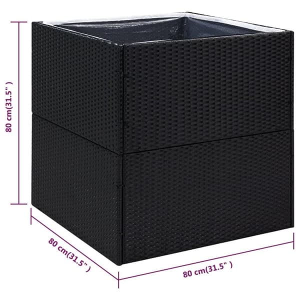 vidaXL Plantekasse svart 80x80x80 cm polyrotting