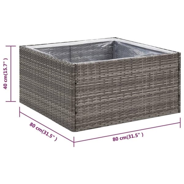 vidaXL plantekasse 80x80x40 cm polyrattan grå