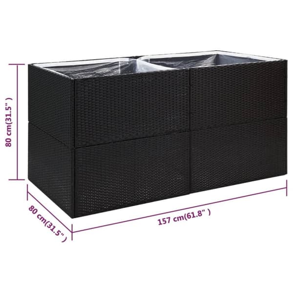 vidaXL Plantekasse svart 157x80x80 cm polyrotting