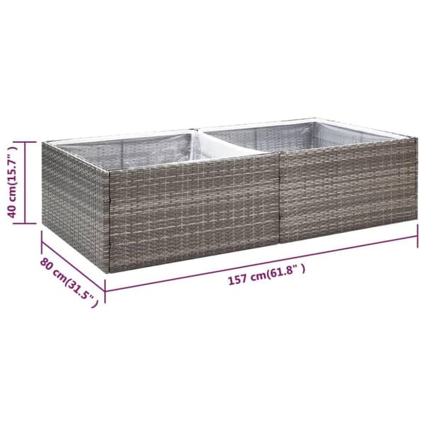 vidaXL plantekasse 157x80x40 cm polyrattan grå