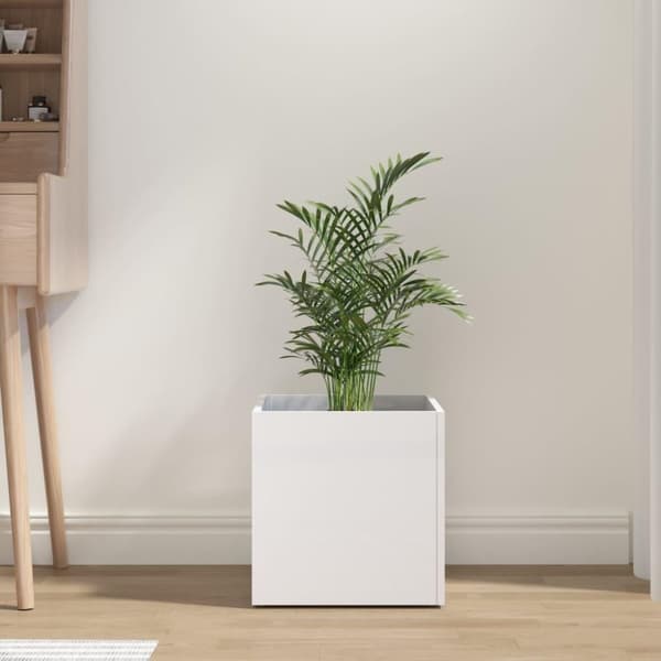 vidaXL Plantekasse høyglans hvit 40x40x40 cm konstruert tre