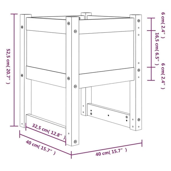 vidaXL Plantekasser 2 stk hvit 40x40x52,5 cm heltre furu