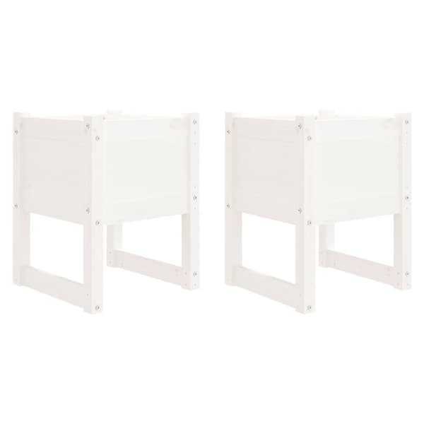 vidaXL Plantekasser 2 stk hvit 40x40x52,5 cm heltre furu