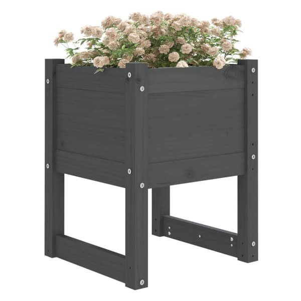 vidaXL Plantekasser 2 stk grå 40x40x52,5 cm heltre furu