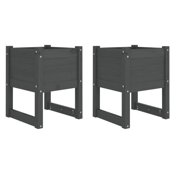vidaXL Plantekasser 2 stk grå 40x40x52,5 cm heltre furu