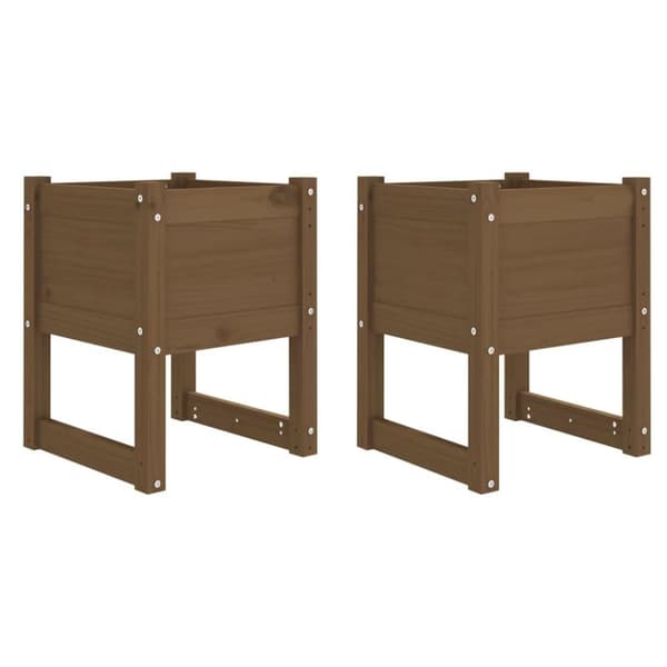 vidaXL Odlingslådor 2 st honungsbrun 40x40x52,5 cm massiv furu