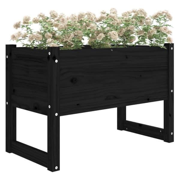 vidaXL Odlingslåda Svart 78x40x52 cm massiv furu