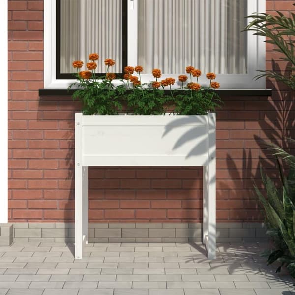 vidaXL Plantekasse hvit 78x40x81 cm heltre furu