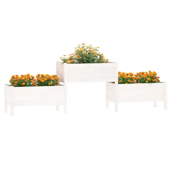 vidaXL Odlingslåda vit 245,5x44x75 cm massiv furu