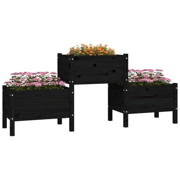 vidaXL Plantekasse svart 178,5x44x75 cm heltre furu