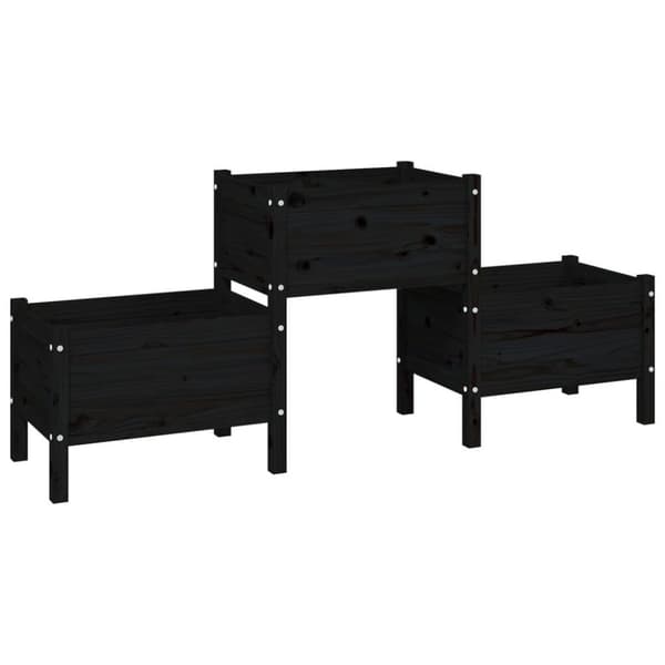 vidaXL Plantekasse svart 178,5x44x75 cm heltre furu