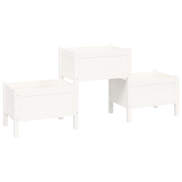 vidaXL Plantekasse hvit 178,5x44x75 cm heltre furu