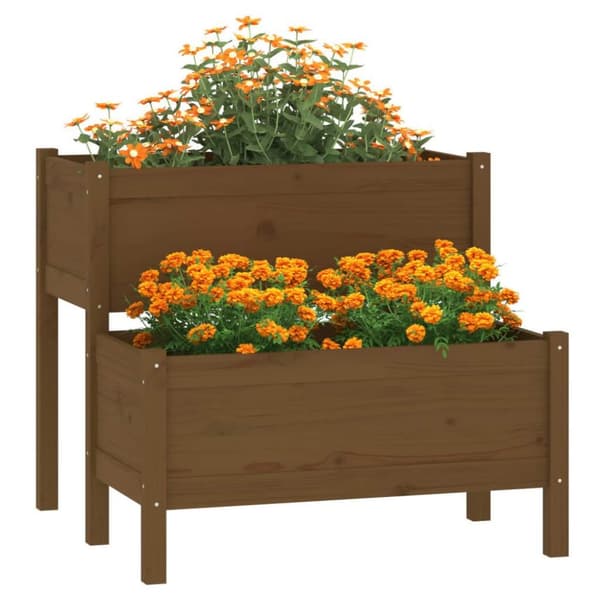 vidaXL Odlingslåda honungsbrun 84,5x84x75 cm massiv furu